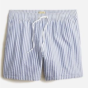 J Crew 6" swim trunk in seersucker